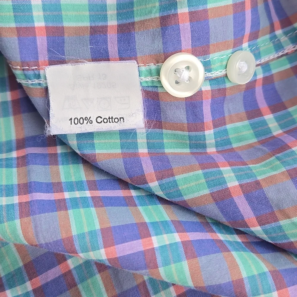 J. Crew Shirt Light Weight Plaid Long Sleeve L Slim Fit 36.5/37 100% Cotton